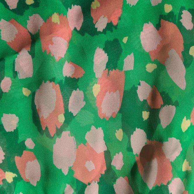 Hovedbilde NYHET! Viskose georgette, dots grønnrosa