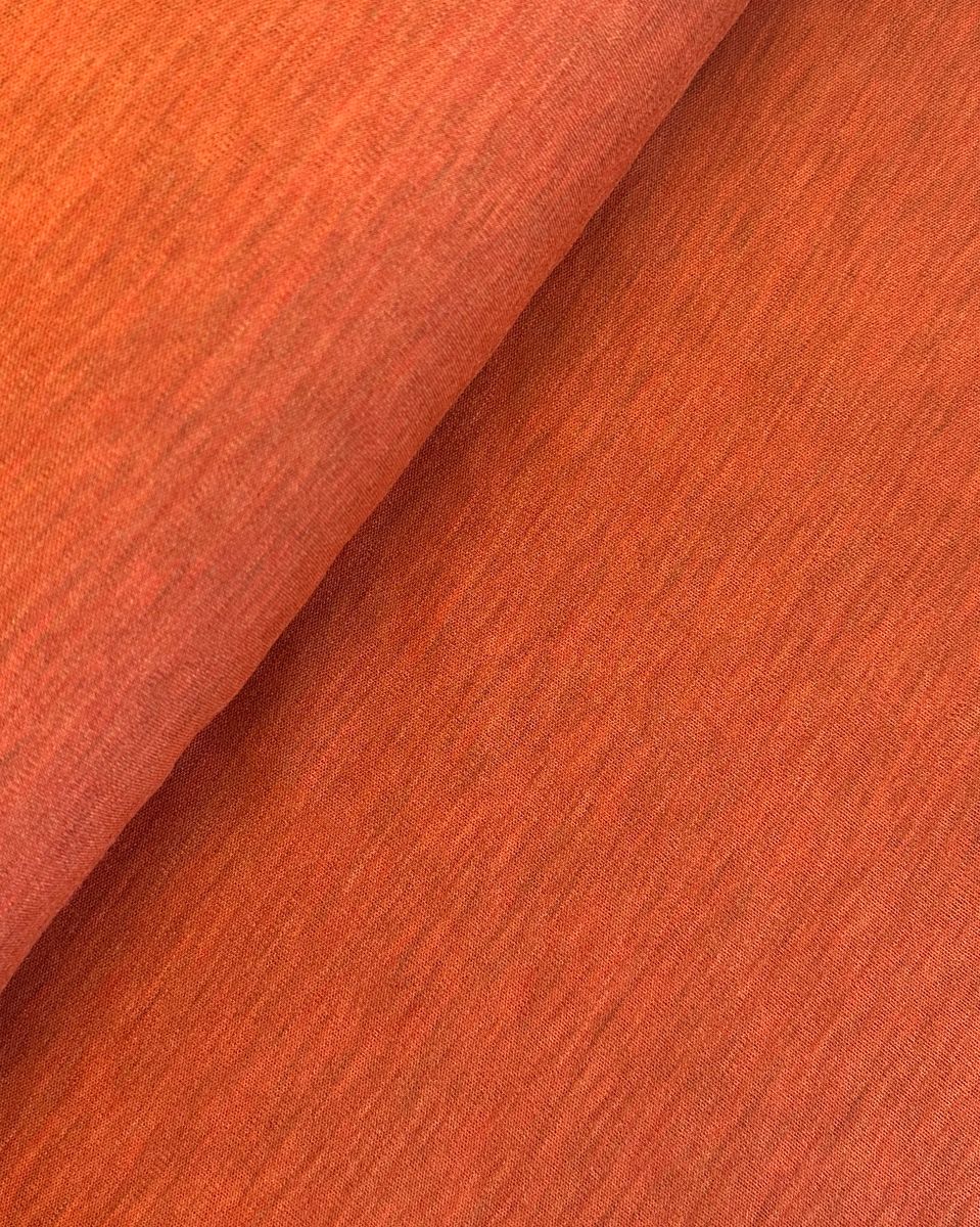 Merinoull-interlock, melert oransj