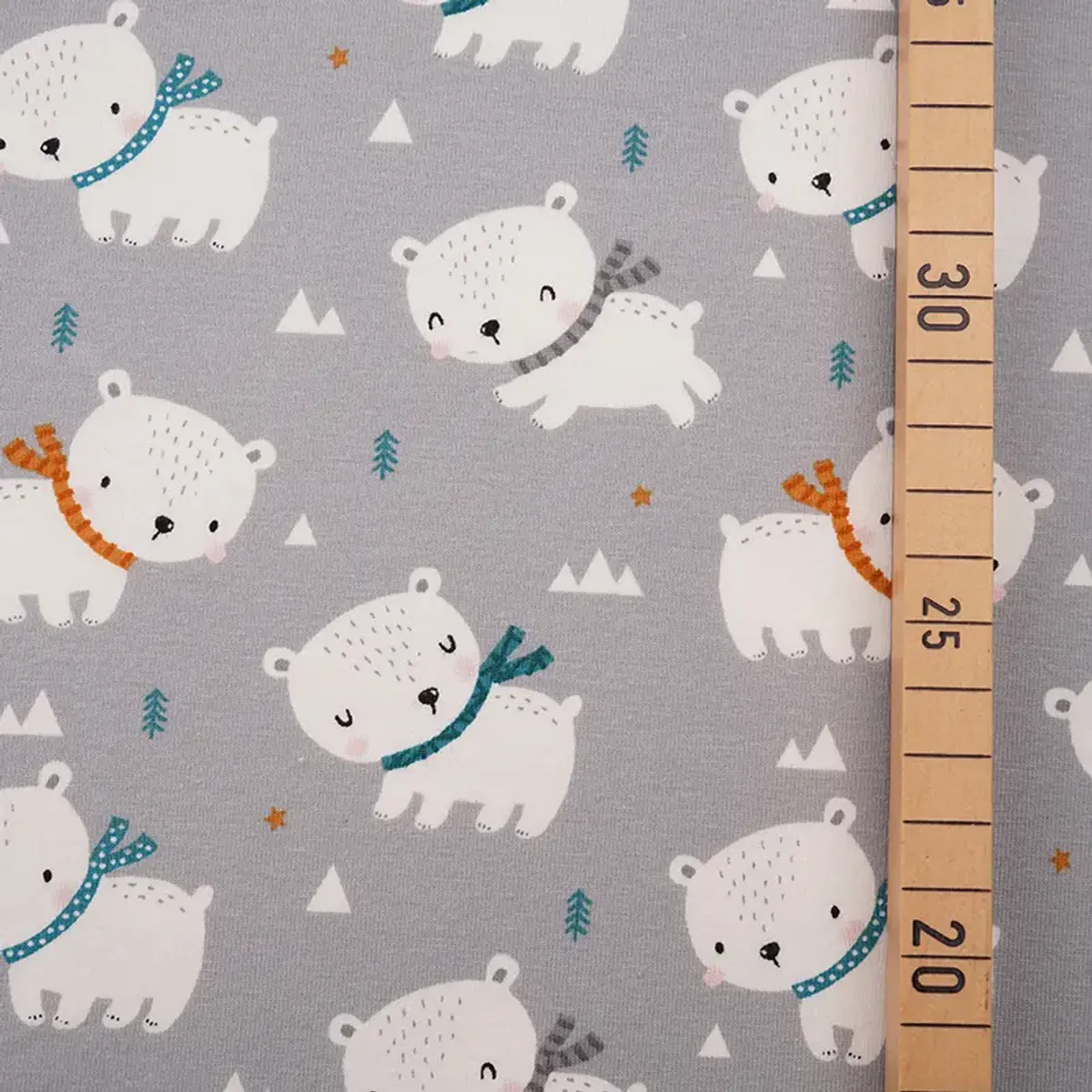 Økologisk bomulljersey, isbjørn grå