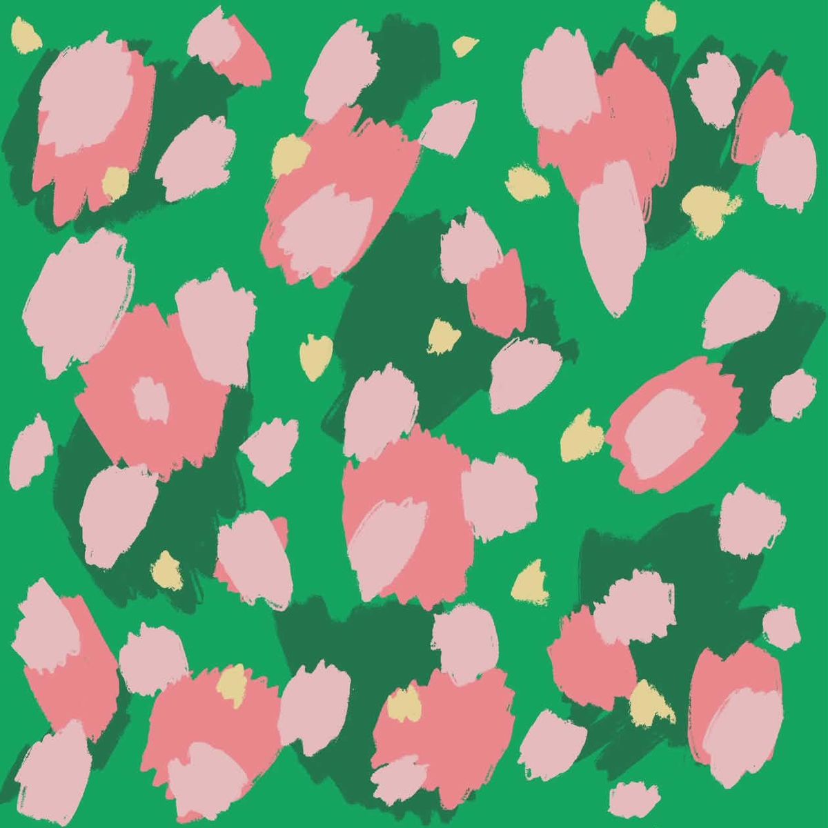 NYHET! Viskose satin, eng - grønn/rosa